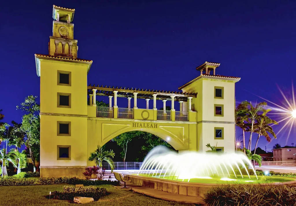 Hialeah gateway arch at night, Hialeah, FL Hialeah gateway arch at night, Hialeah, FL